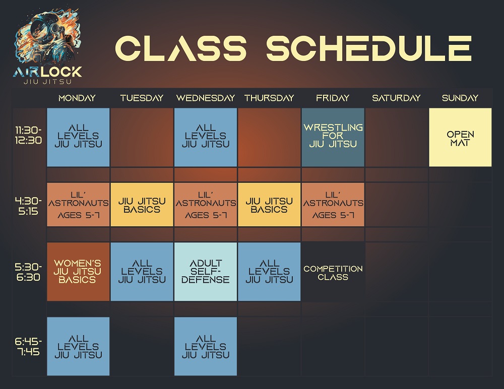 Airlock Jiu Jitsu Class Schedule 2024